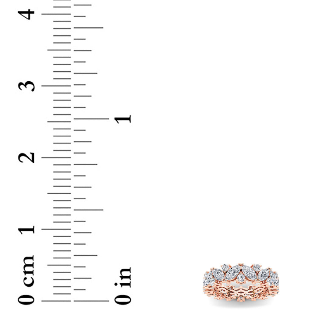 3Cttw Marquise Shaped Lab Grown Diamond (F/VS) Eternity Band Ring in 14K Gold