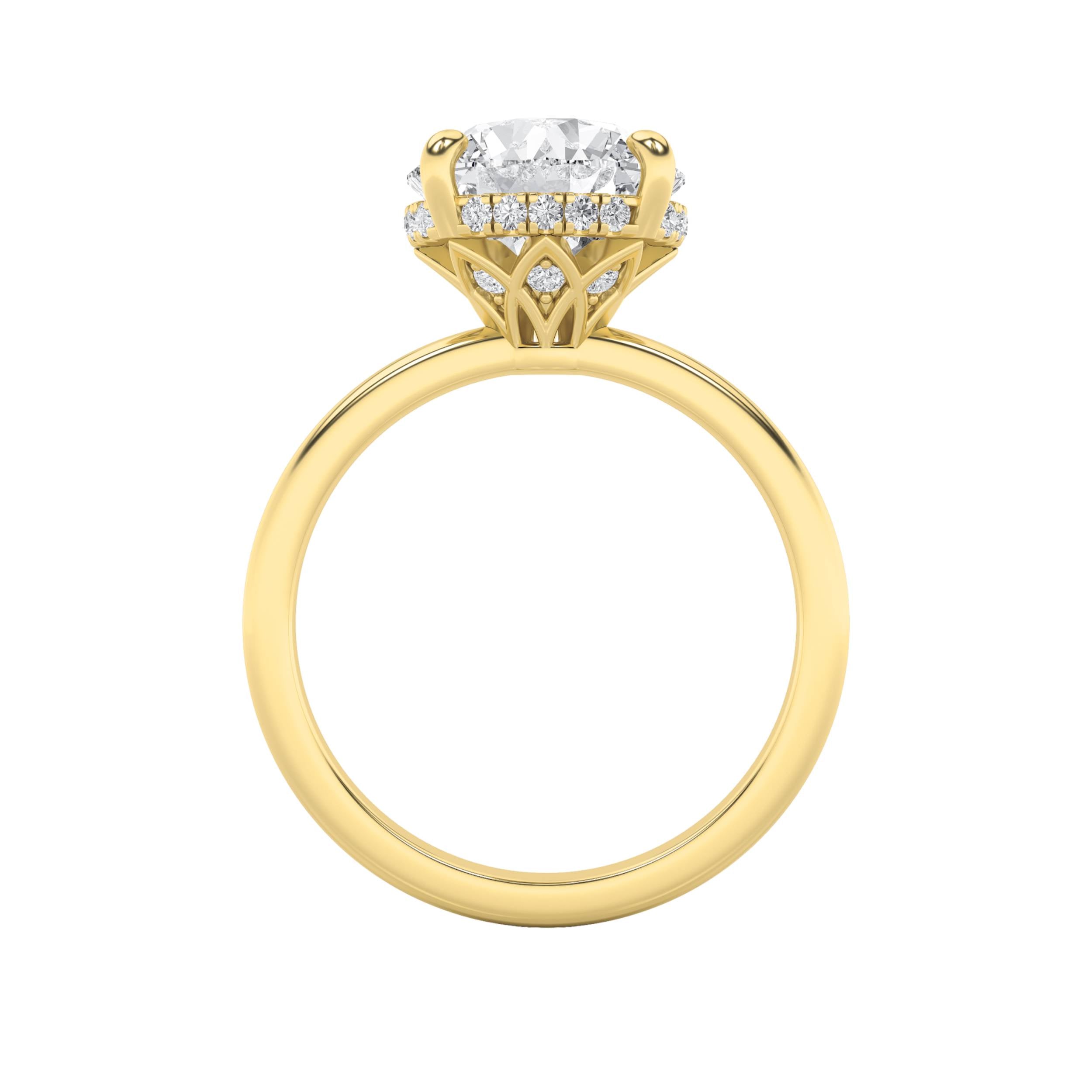 3.5Cttw Round Shaped Lab Grown Diamond (F/VS) Classic Hidden Halo Solitaire Engagement Ring in 14K Gold