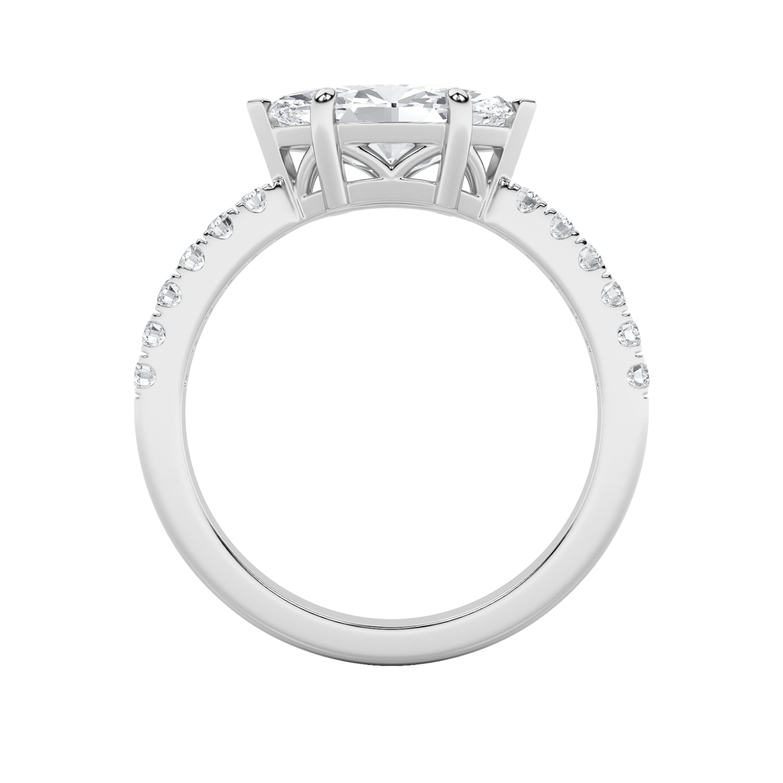 1.5Cttw Marquise Shaped Lab Grown Diamond (F/VS) East West Accented Ring in 14K Gold