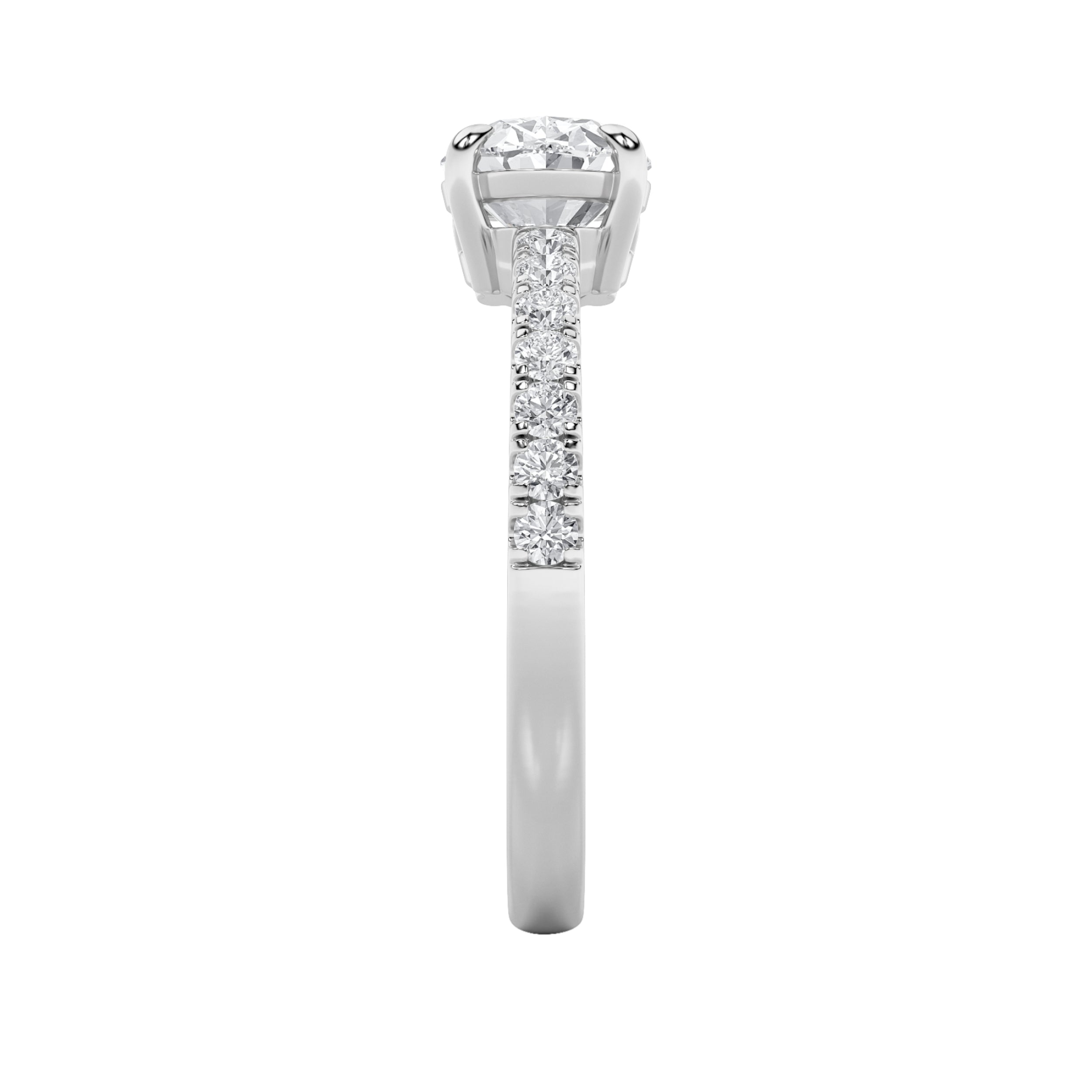 1.5Cttw Oval Shaped Lab Grown Diamond (F/VS) East West Accented Ring in 14K Gold