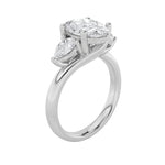 2.5Cttw Oval Shaped Lab Grown Diamond (F/VS) Accented Three Stone Ring in 14K Gold