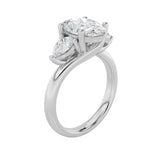 2.5Cttw Oval Shaped Lab Grown Diamond (F/VS) Accented Three Stone Ring in 14K Gold