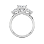 2.5Cttw Oval Shaped Lab Grown Diamond (F/VS) Accented Three Stone Ring in 14K Gold