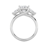 2.5Cttw Oval Shaped Lab Grown Diamond (F/VS) Accented Three Stone Ring in 14K Gold