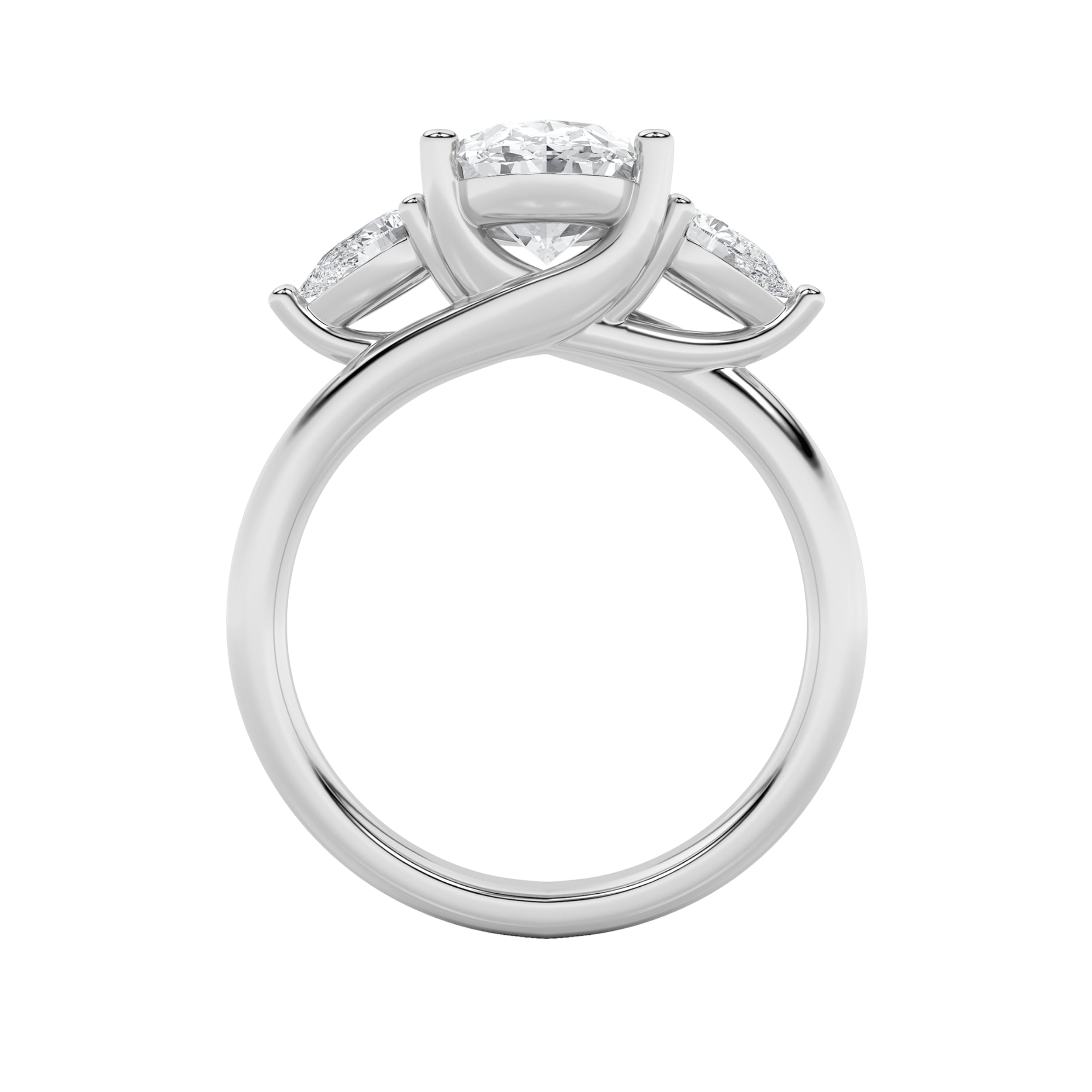 2.5Cttw Oval Shaped Lab Grown Diamond (F/VS) Accented Three Stone Ring in 14K Gold