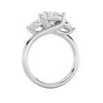 2.5Cttw Oval Shaped Lab Grown Diamond (F/VS) Accented Three Stone Ring in 14K Gold