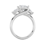 2.5Cttw Oval Shaped Lab Grown Diamond (F/VS) Accented Three Stone Ring in 14K Gold