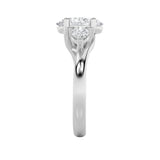 2.5Cttw Oval Shaped Lab Grown Diamond (F/VS) Accented Three Stone Ring in 14K Gold
