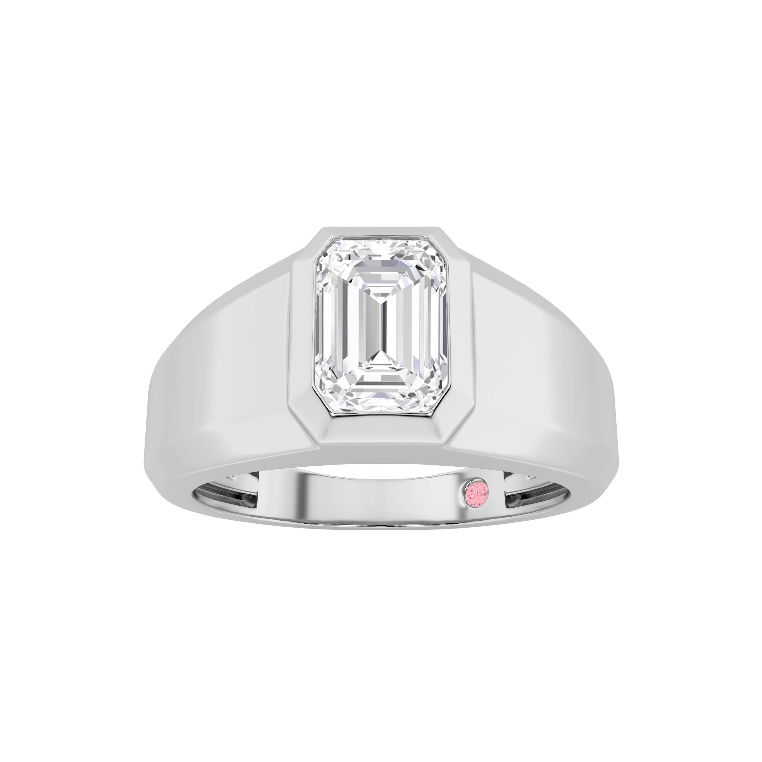2Cttw Emerald Shaped Lab Grown Diamond (F/VS)  Ring in 14K Gold