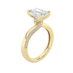 2.5Cttw Emerald Shaped Lab Grown Diamond (F/VS) Accented Engagement Ring in 14K Gold