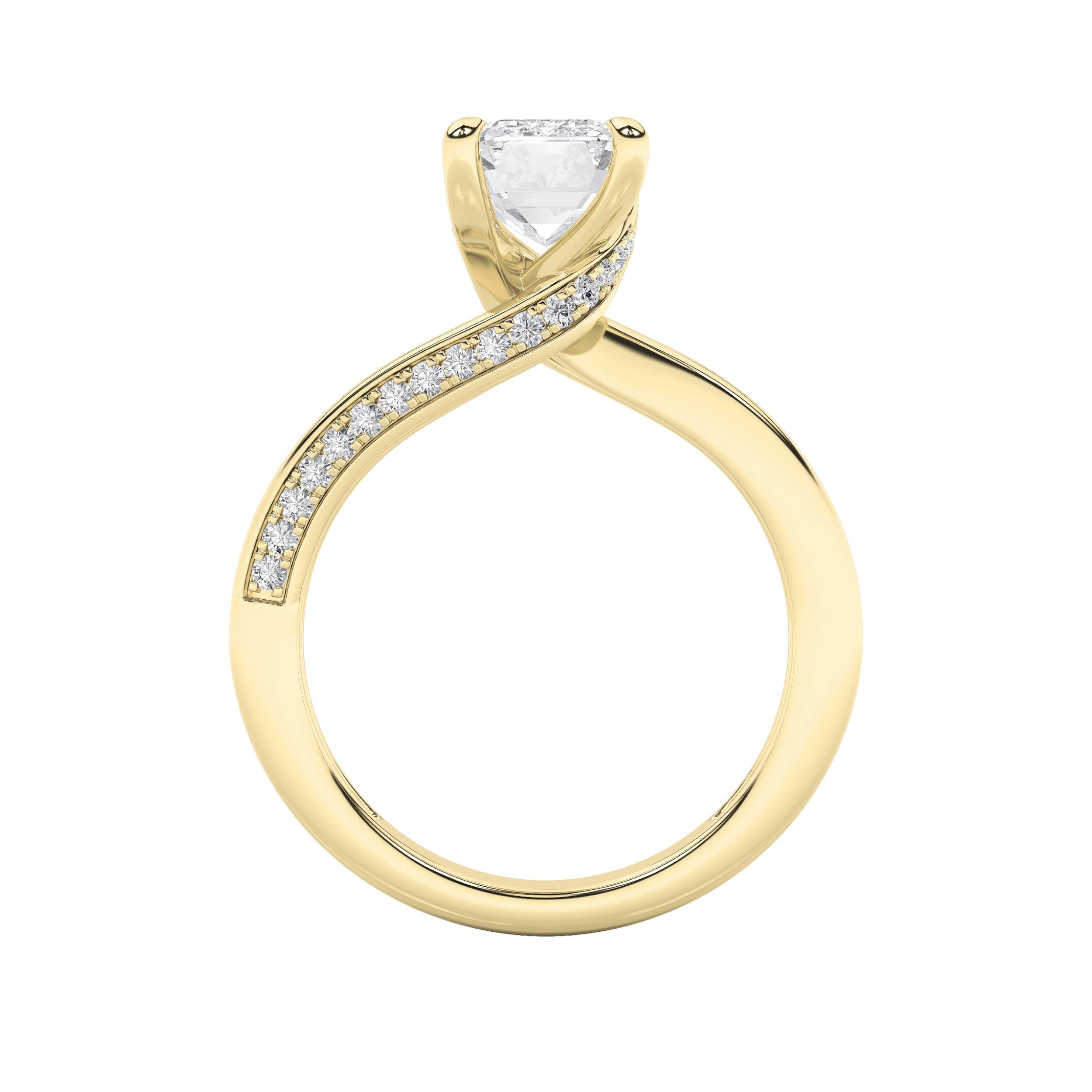 2.5Cttw Emerald Shaped Lab Grown Diamond (F/VS) Accented Engagement Ring in 14K Gold