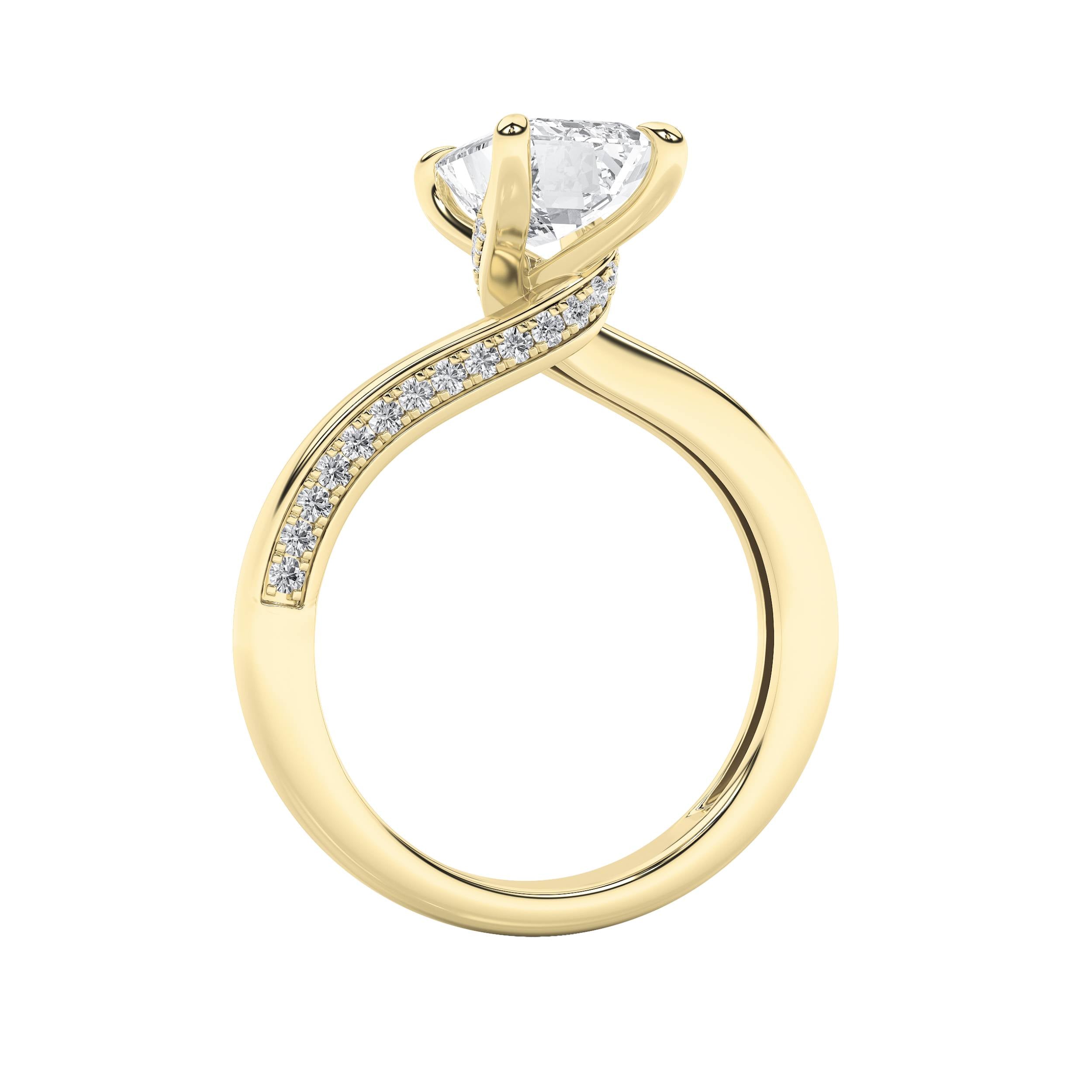 2.5Cttw Emerald Shaped Lab Grown Diamond (F/VS) Accented Engagement Ring in 14K Gold