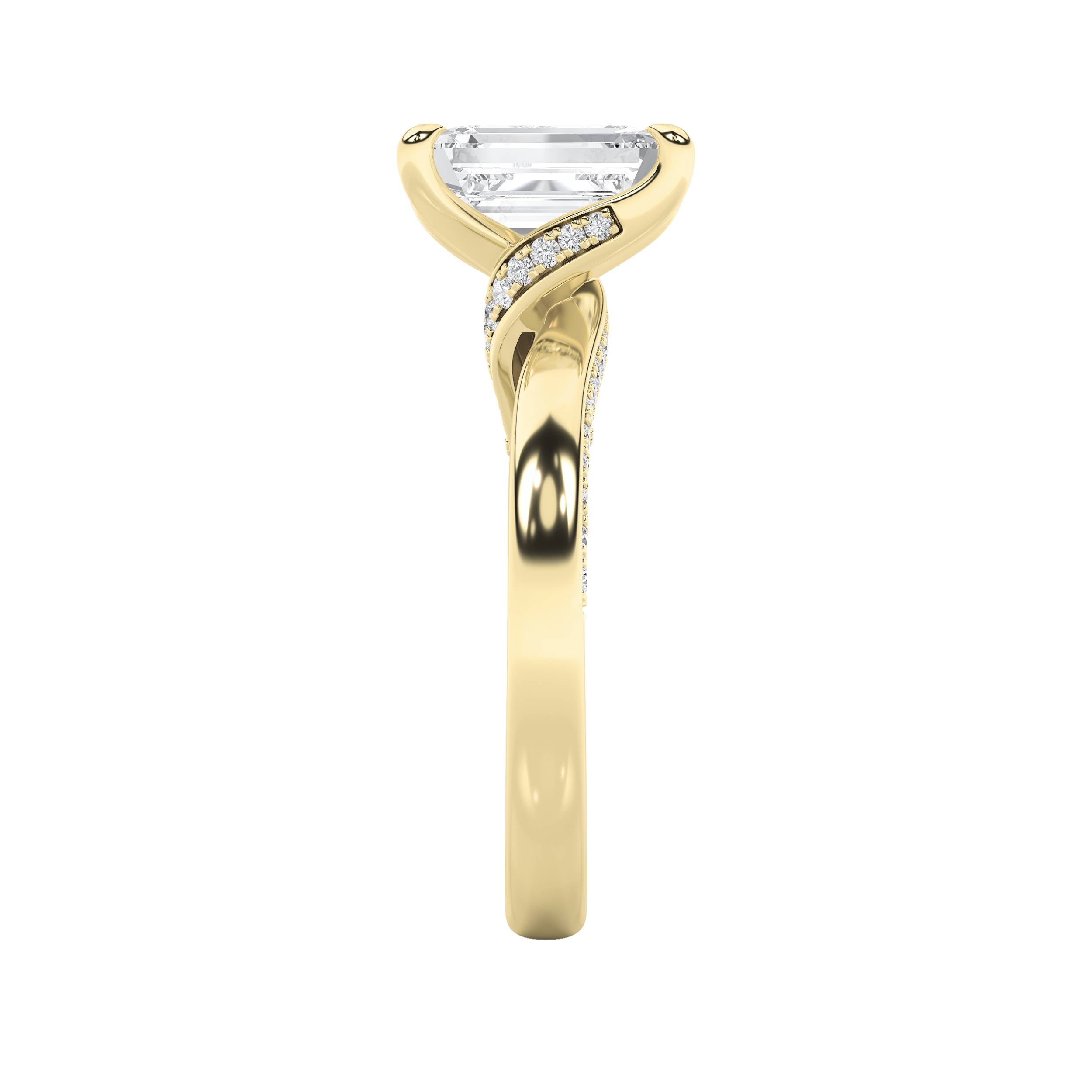 2.5Cttw Emerald Shaped Lab Grown Diamond (F/VS) Accented Engagement Ring in 14K Gold