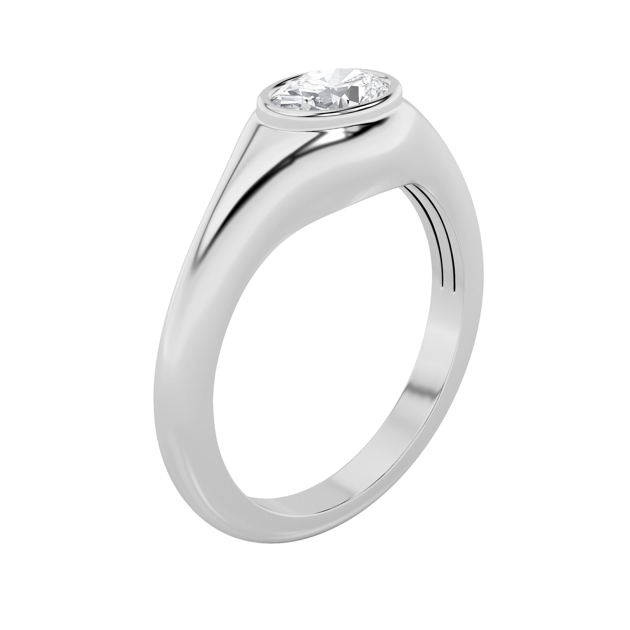 0.5Cttw Oval Shaped Lab Grown Diamond (F/VS) Solitaire Engagement Ring in 14K Gold