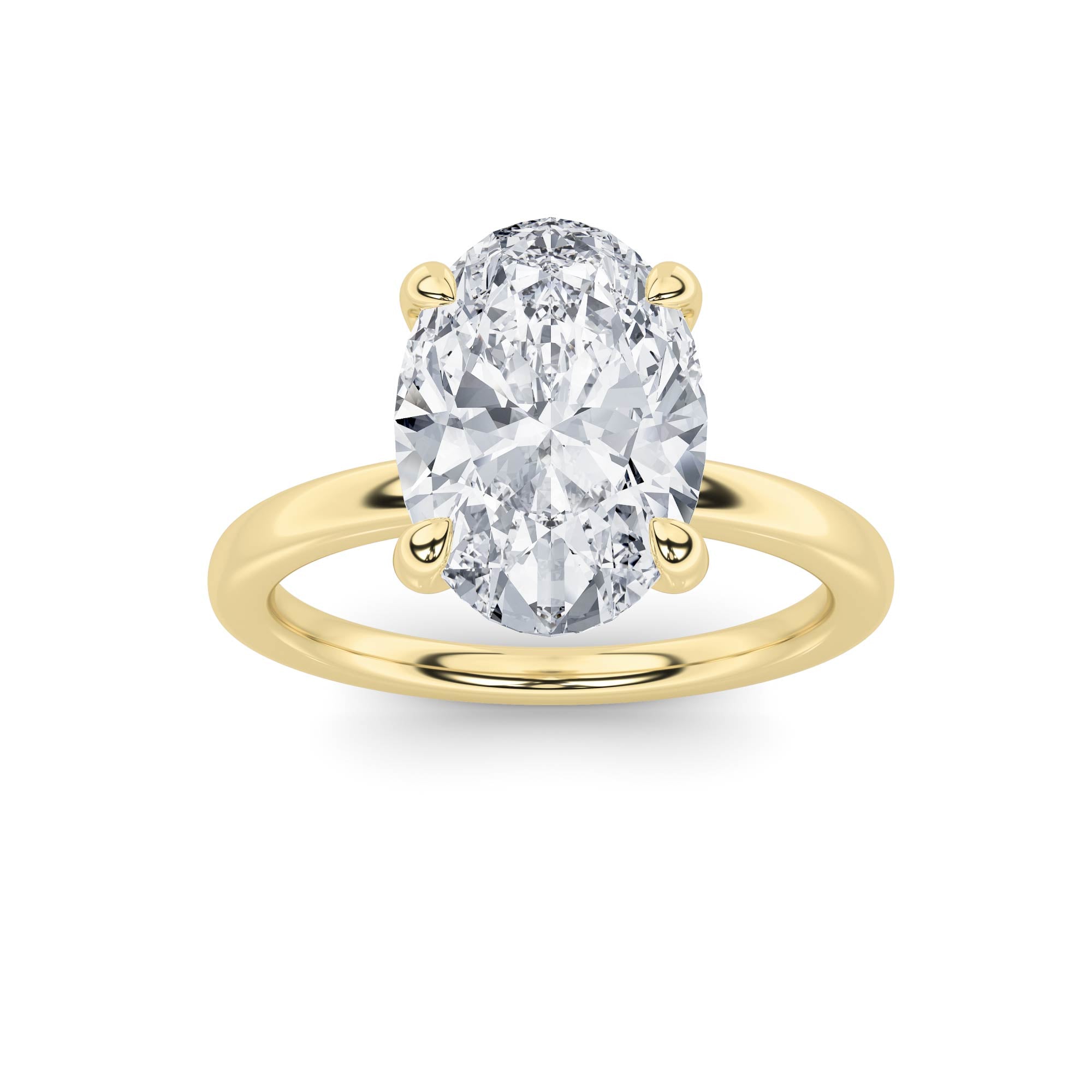 3Cttw Oval Shaped Lab Grown Diamond Classic Solitaire Ring in 14K Gold (F/VS)