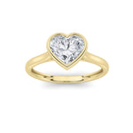 1Cttw Heart Shaped Lab Grown Diamond (F/VS) Bezel Set Solitaire RING in 14K Gold