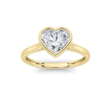 1Cttw Heart Shaped Lab Grown Diamond (F/VS) Bezel Set Solitaire RING in 14K Gold