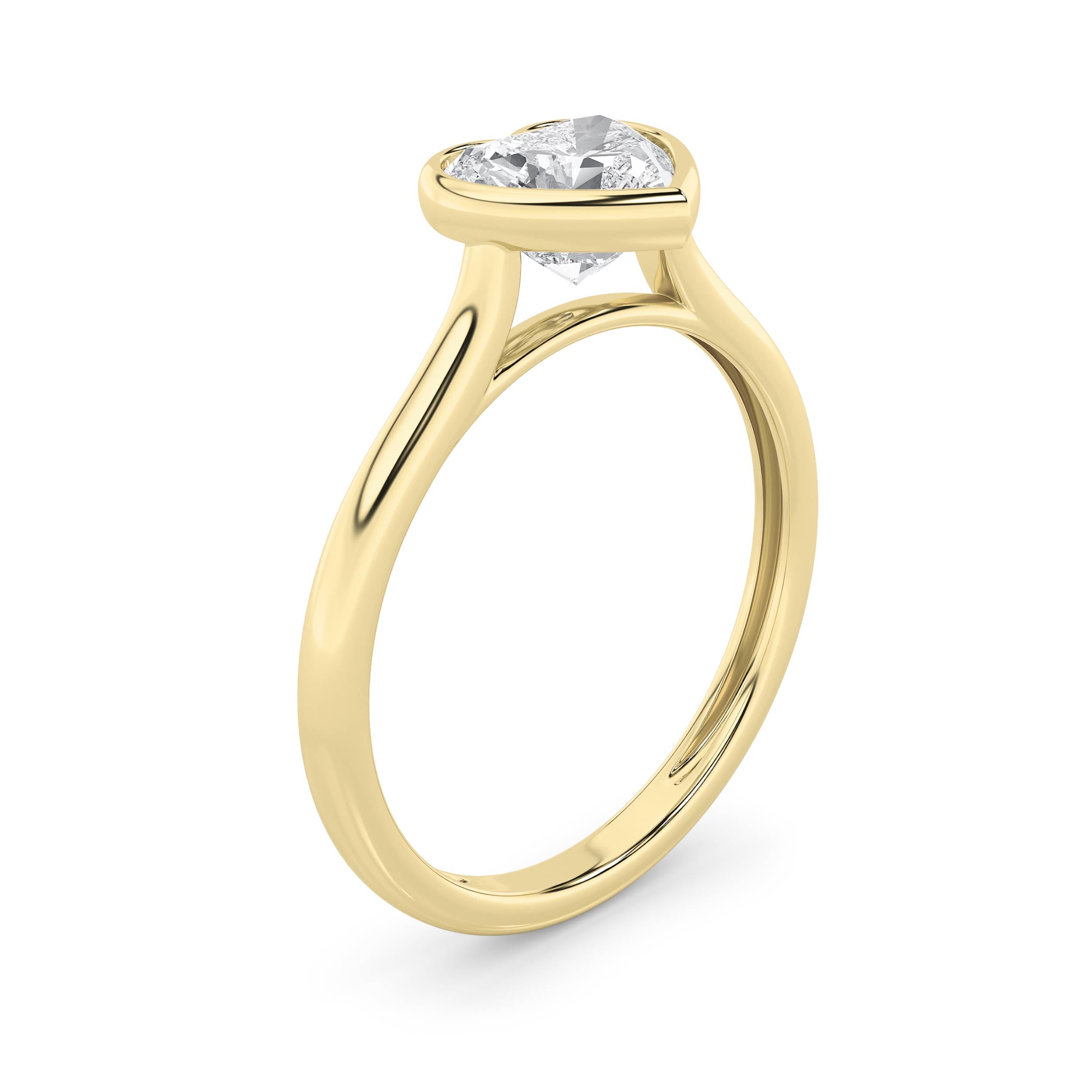 1Cttw Heart Shaped Lab Grown Diamond (F/VS) Bezel Set Solitaire RING in 14K Gold