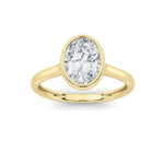 1Cttw Oval Shaped Lab Grown Diamond (F/VS) Bezel Set Solitaire RING in 14K Gold