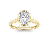 1Cttw Oval Shaped Lab Grown Diamond (F/VS) Bezel Set Solitaire RING in 14K Gold