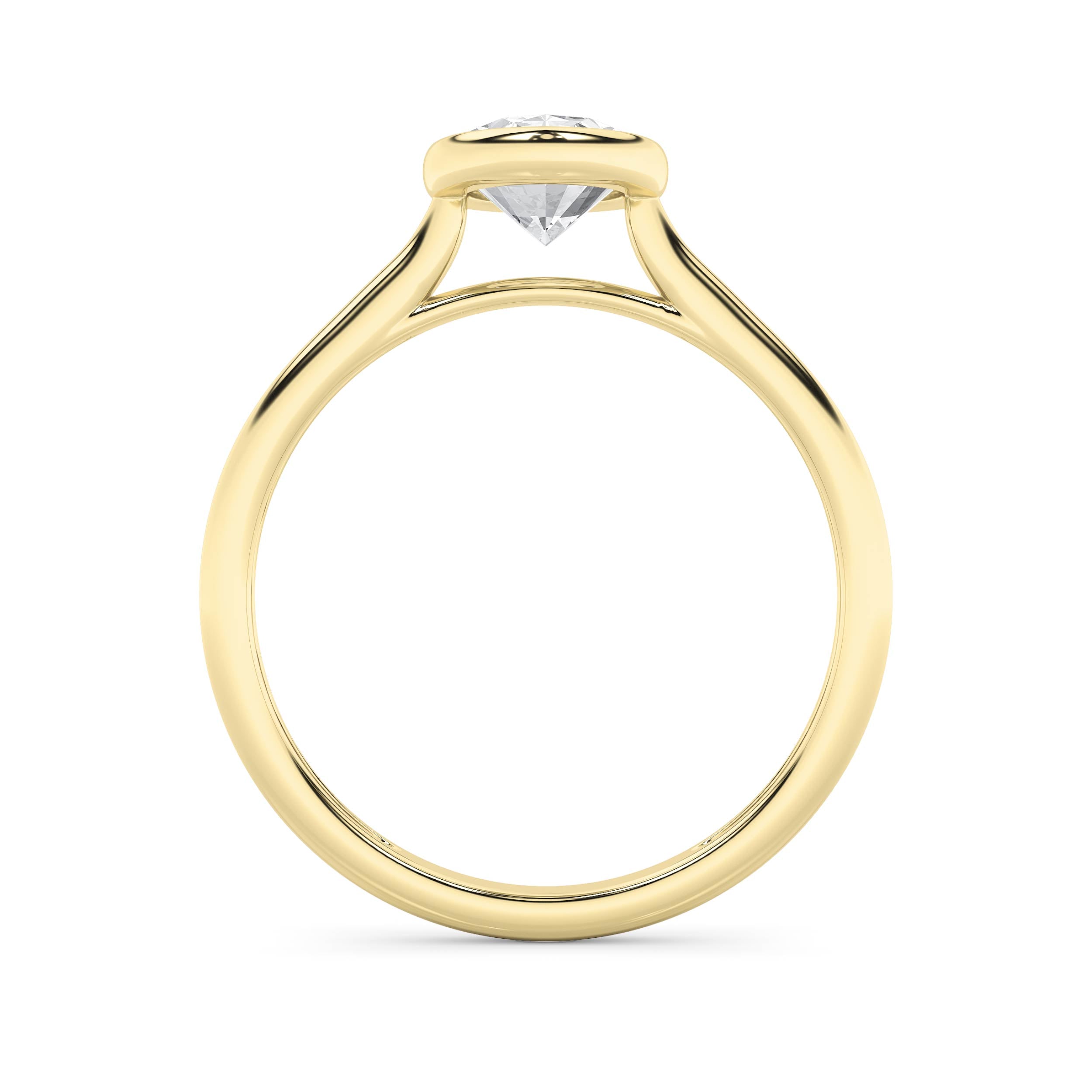 1Cttw Oval Shaped Lab Grown Diamond (F/VS) Bezel Set Solitaire RING in 14K Gold