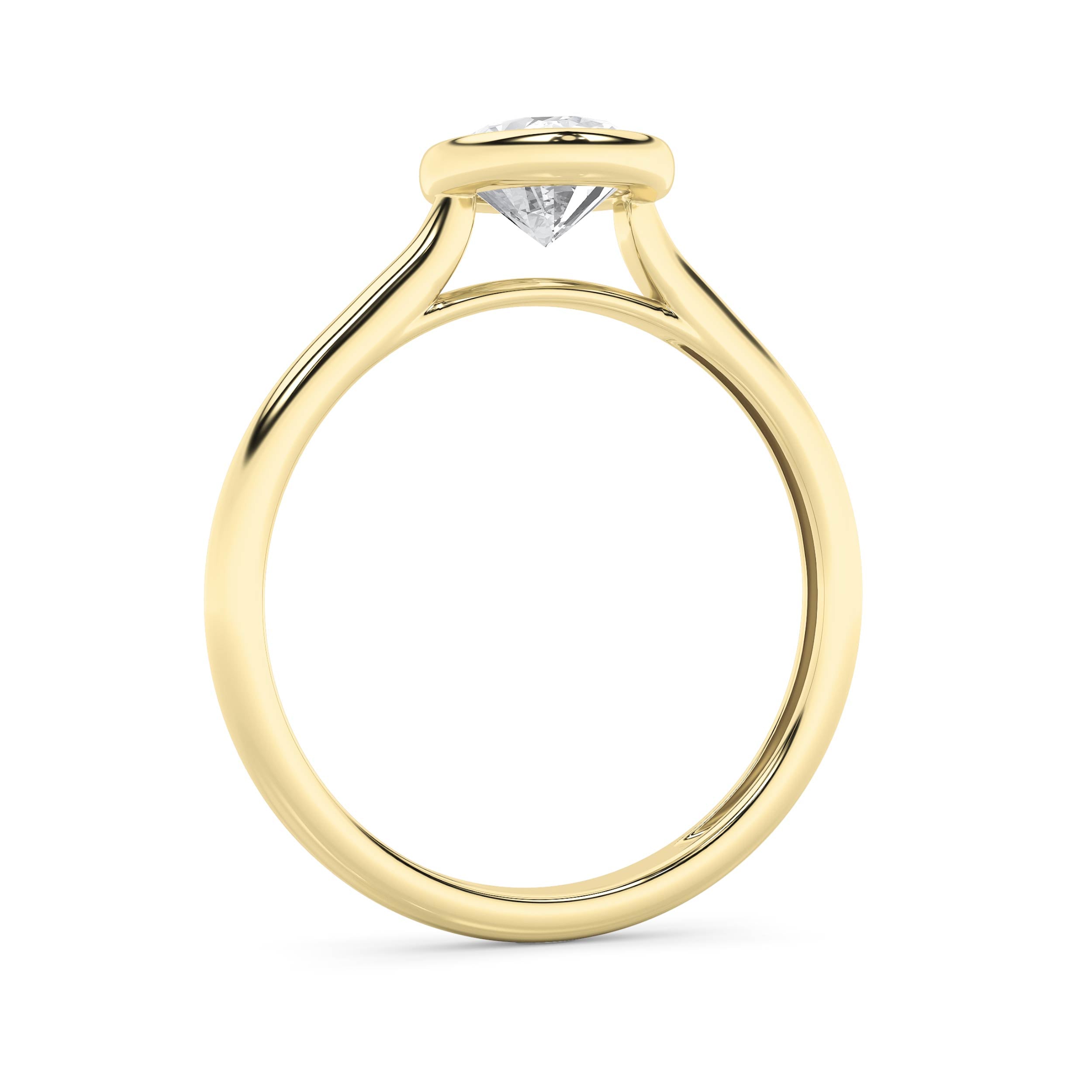 1Cttw Oval Shaped Lab Grown Diamond (F/VS) Bezel Set Solitaire RING in 14K Gold