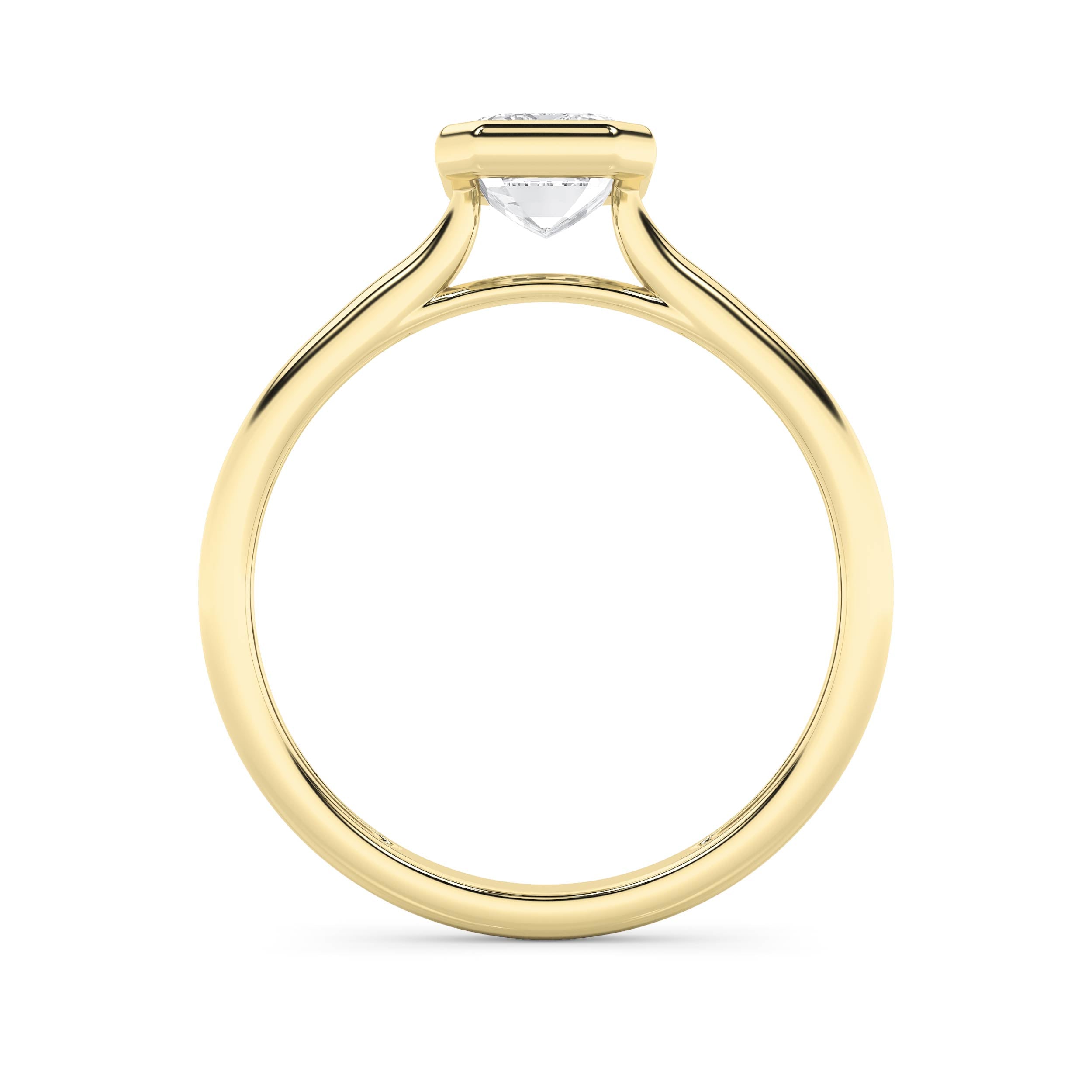 1Cttw Radiant Shaped Lab Grown Diamond (F/VS) Bezel Set Solitaire RING in 14K Gold