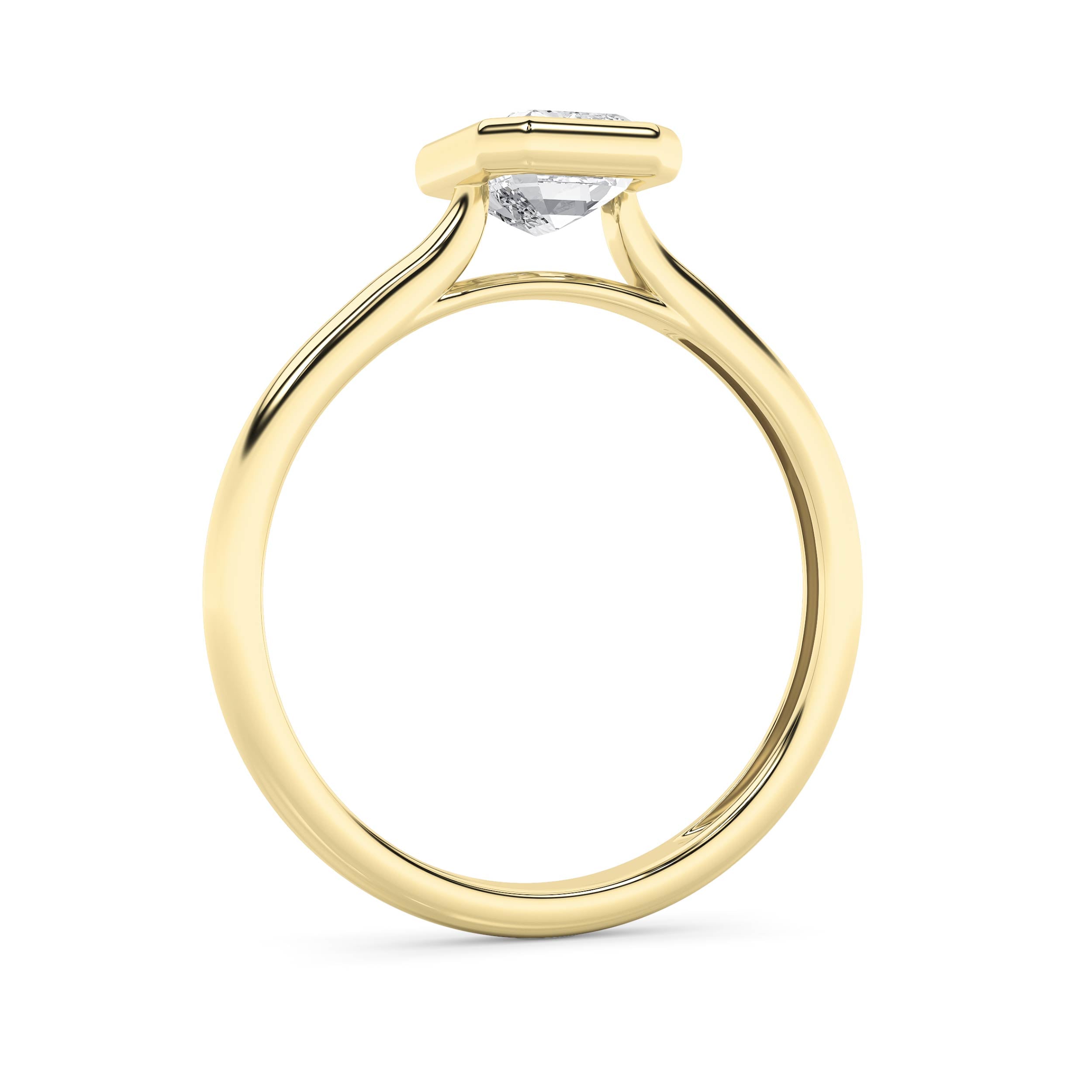 1Cttw Radiant Shaped Lab Grown Diamond (F/VS) Bezel Set Solitaire RING in 14K Gold