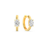 1.5Cttw Oval Shaped Lab Grown Diamond (F/VS) Accented Huggie Earrings in 14K Yellow Gold