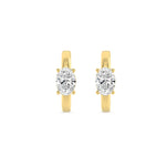 1.5Cttw Oval Shaped Lab Grown Diamond (F/VS) Accented Huggie Earrings in 14K Yellow Gold