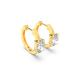 1.5Cttw Oval Shaped Lab Grown Diamond (F/VS) Accented Huggie Earrings in 14K Yellow Gold