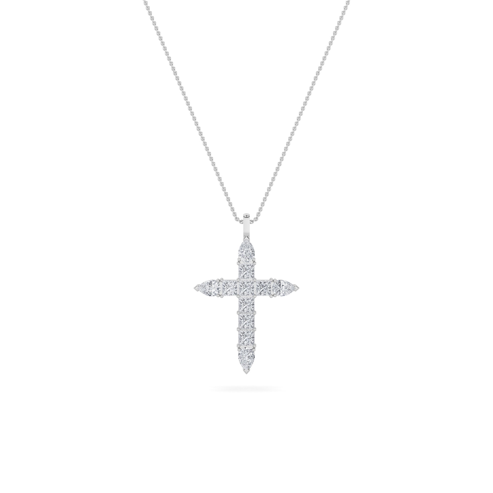 3.5Cttw Pear Shaped Lab Grown Diamond (F/VS) Cross Pendant in 14K White Gold