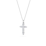 3.5Cttw Pear Shaped Lab Grown Diamond (F/VS) Cross Pendant in 14K White Gold