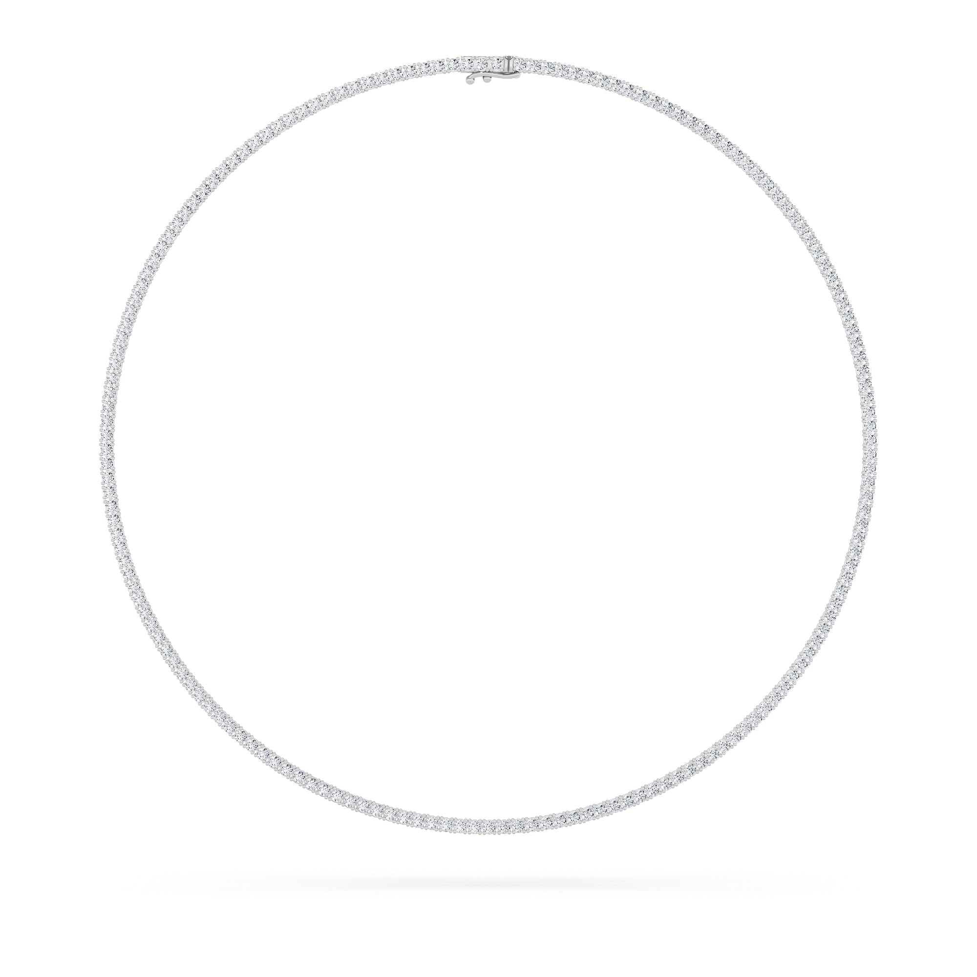 10Cttw Round Shaped Lab Grown Diamond (F/VS) Tennis Necklace in 14K White Gold