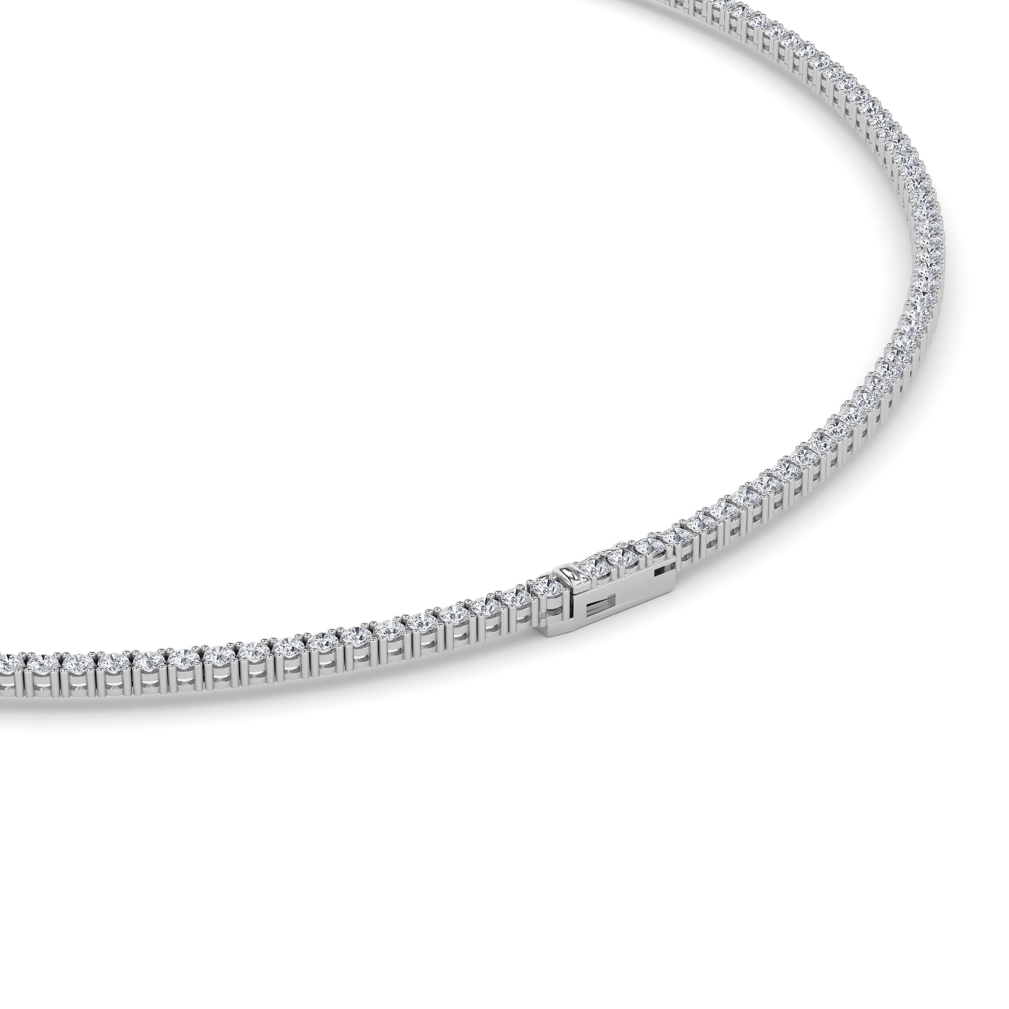 10Cttw Round Shaped Lab Grown Diamond (F/VS) Tennis Necklace in 14K White Gold