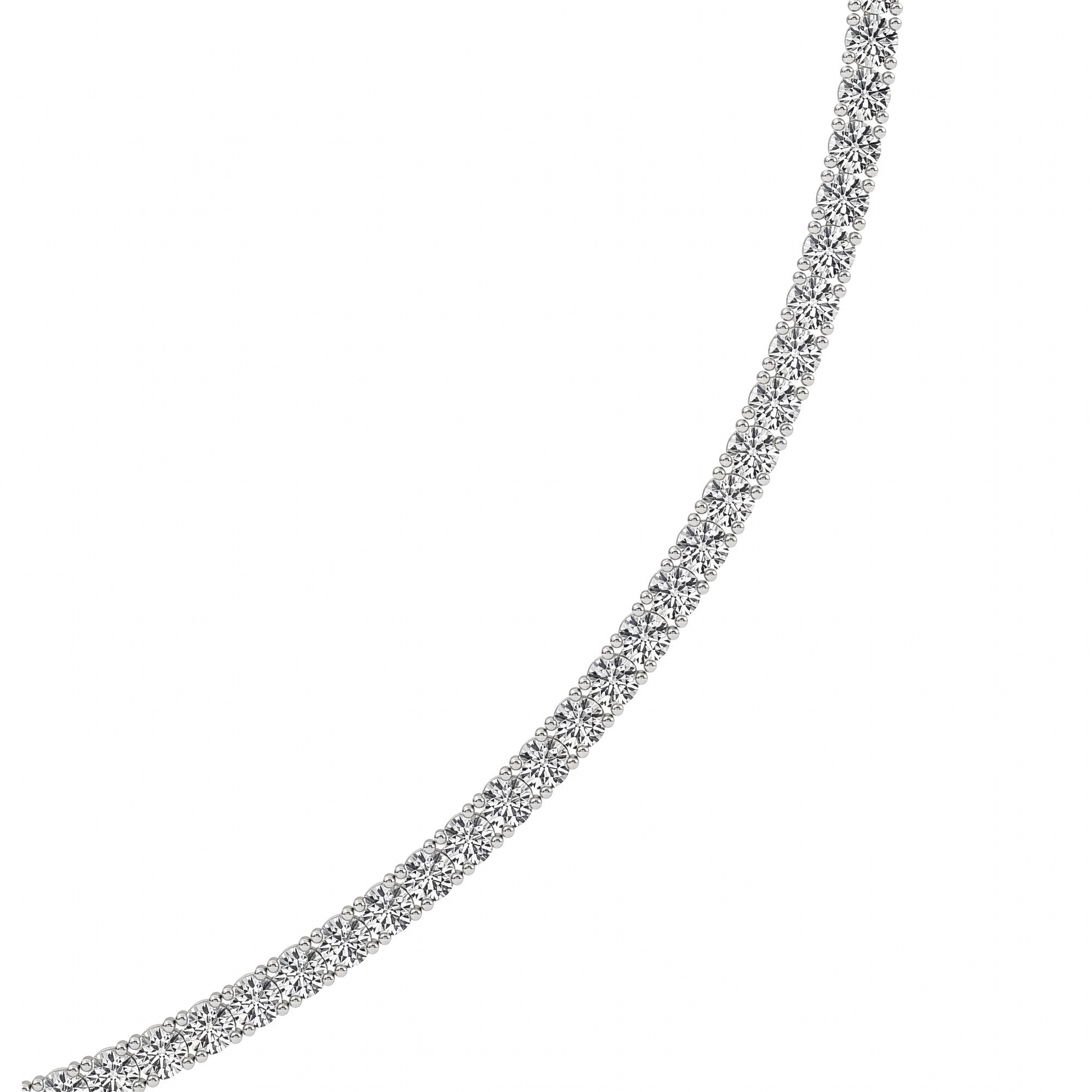 10Cttw Round Shaped Lab Grown Diamond (F/VS) Tennis Necklace in 14K White Gold