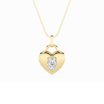 1Cttw Oval Shaped Lab Grown Diamond (F/VS) Heart Pendant in 14K Yellow Gold