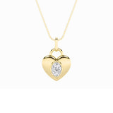 1Cttw Oval Shaped Lab Grown Diamond (F/VS) Heart Pendant in 14K Yellow Gold