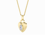 1Cttw Oval Shaped Lab Grown Diamond (F/VS) Heart Pendant in 14K Yellow Gold