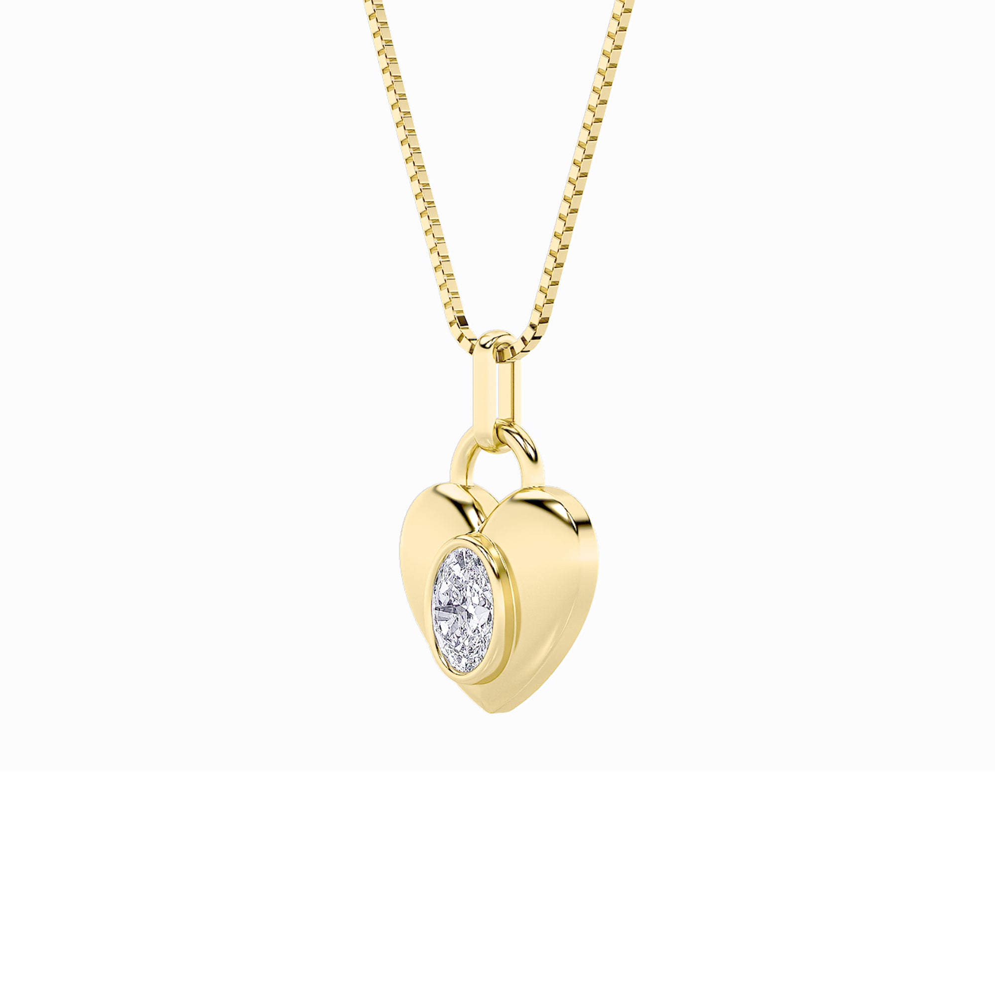 1Cttw Oval Shaped Lab Grown Diamond (F/VS) Heart Pendant in 14K Yellow Gold