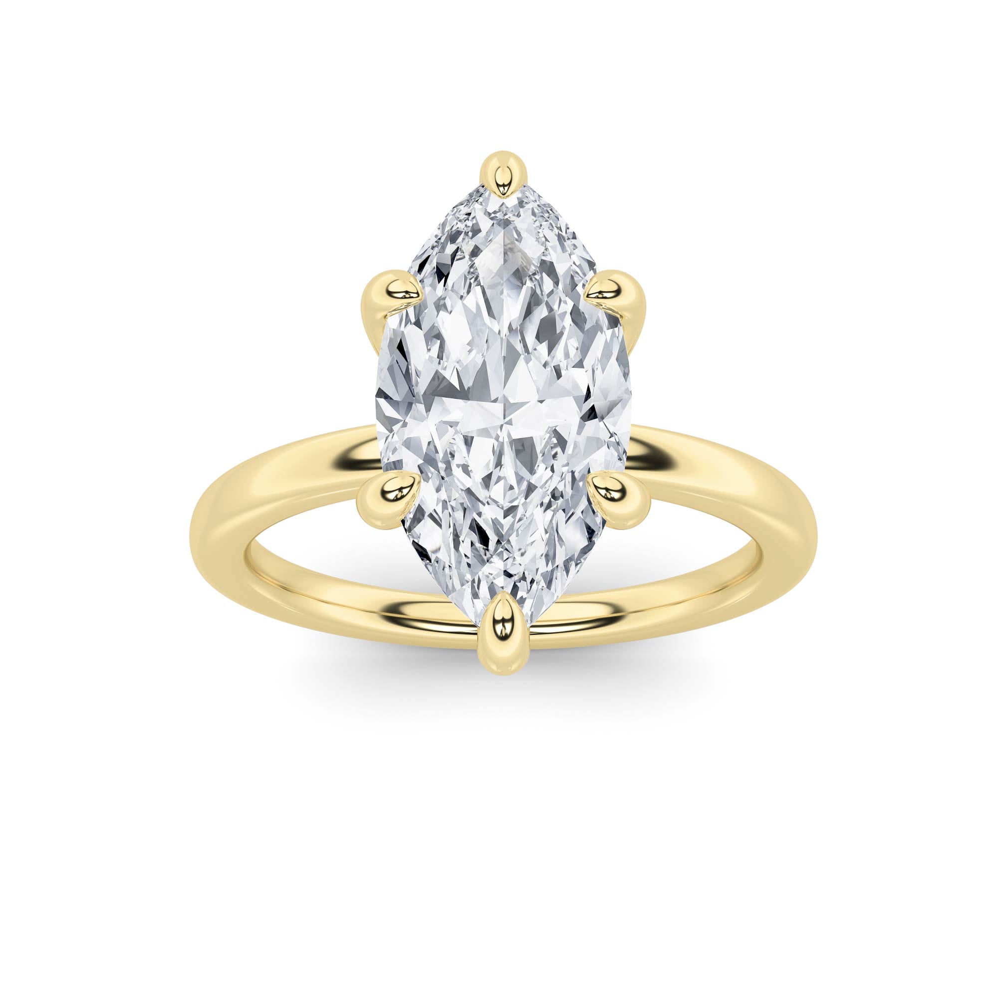 4Cttw Marquise Shaped Lab Grown Diamond Classic Solitaire Ring in 14K Gold (F/VS)