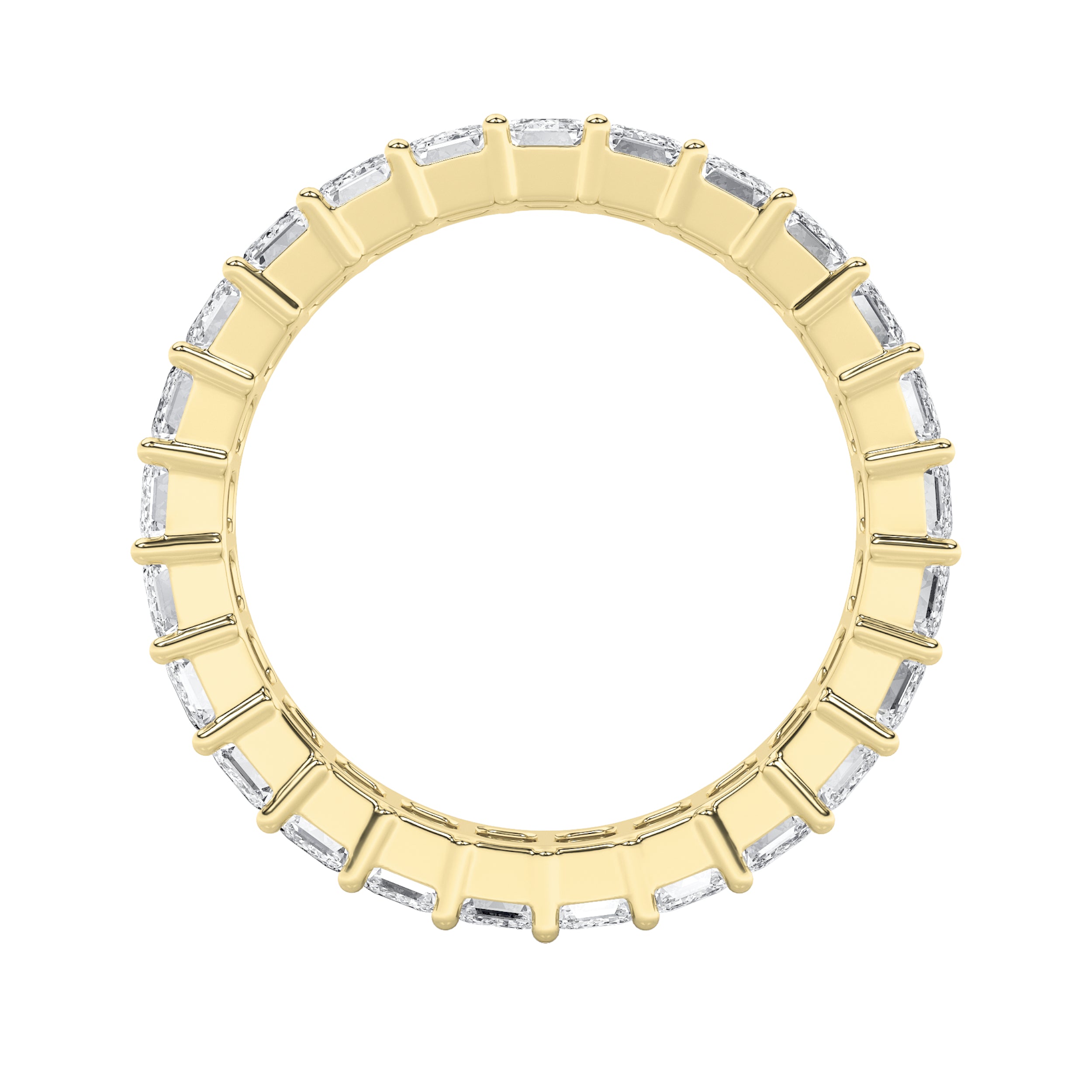 3Cttw Emerald Shaped Lab Grown Diamond ( F / VS ) Eternity Band set in 14K Yellow Gold - Size 5