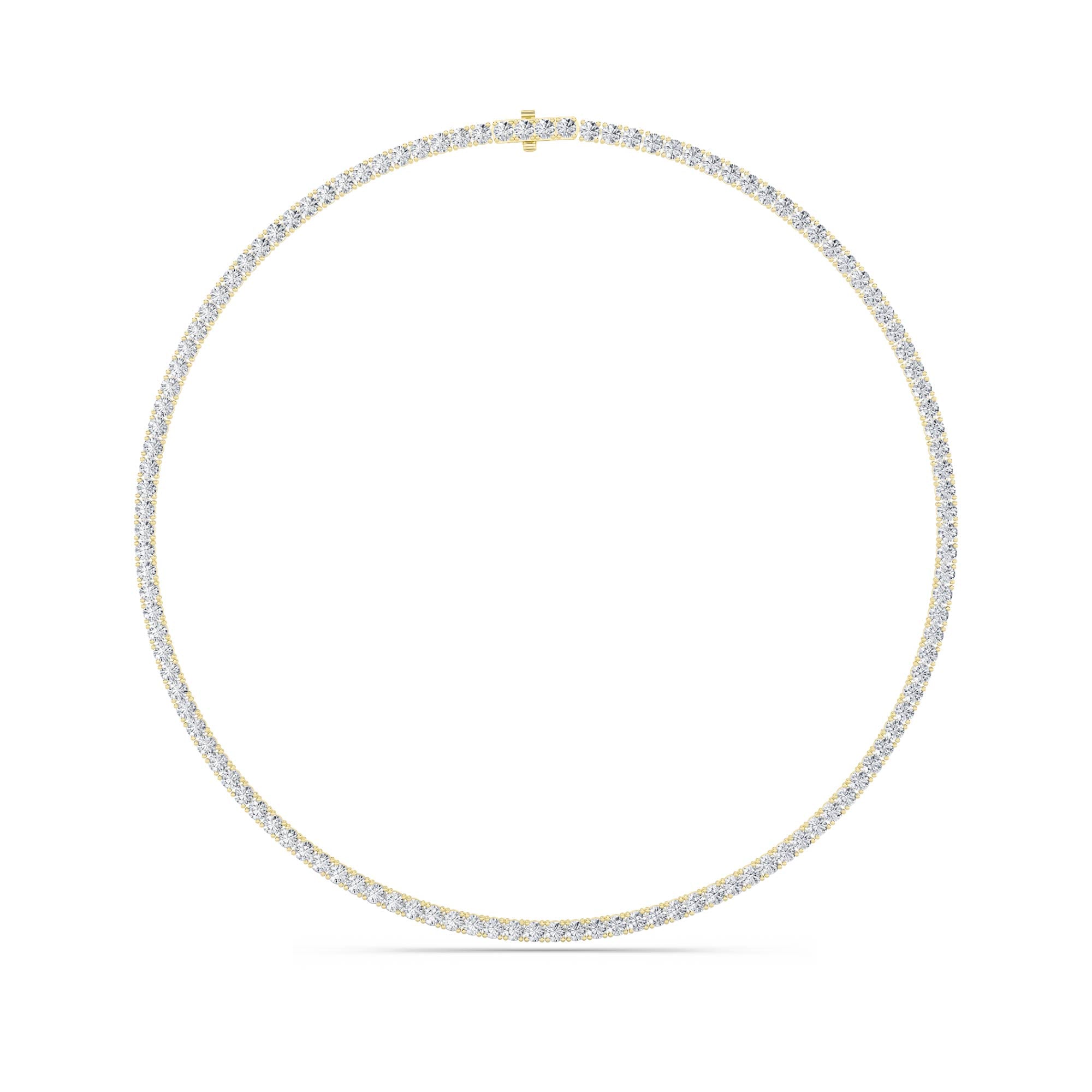 24.2Cttw Round Shaped Lab Grown Diamond Tennis Necklace in 14K Gold (F/VS)