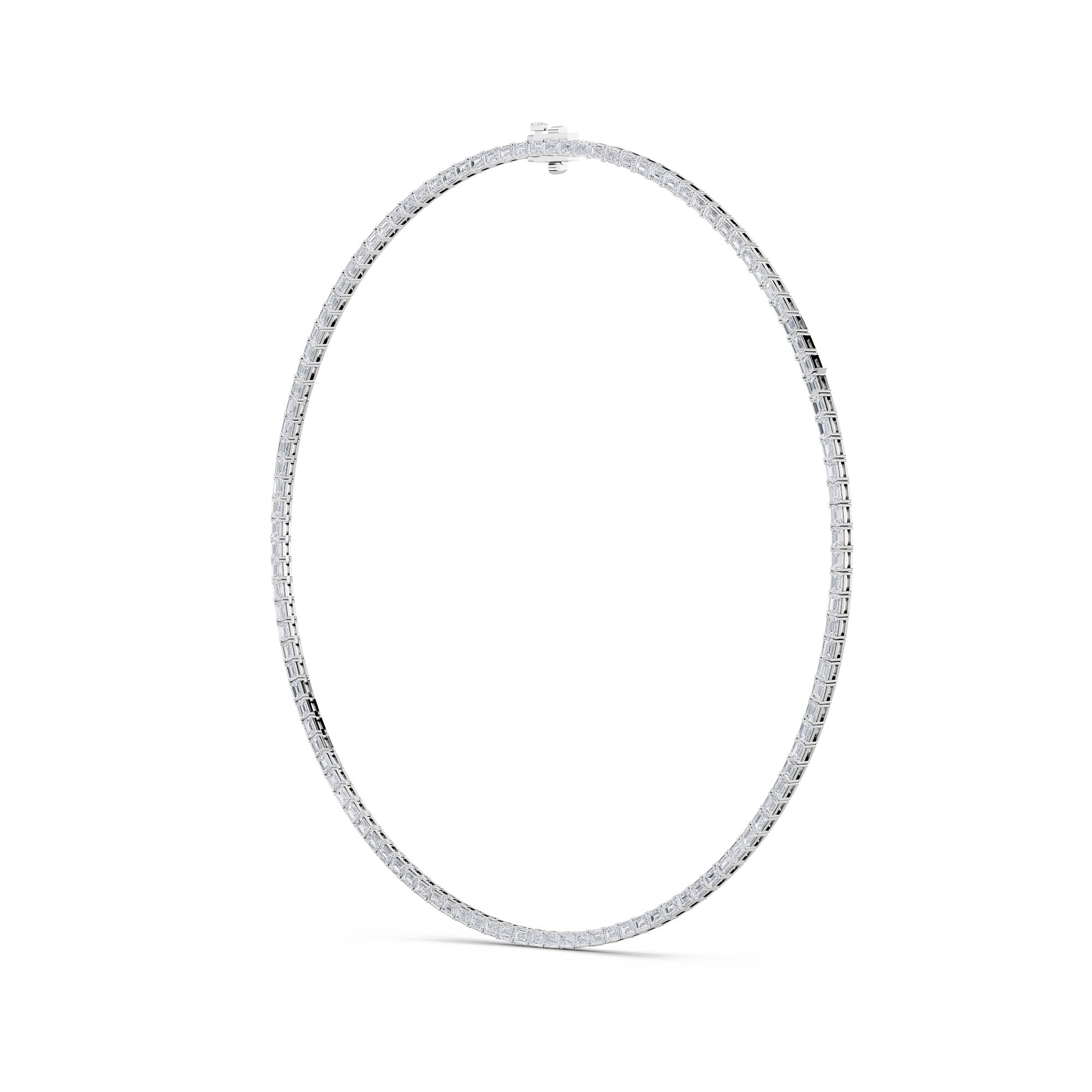 34Cttw Emerald Shaped Lab Grown Diamond Tennis Necklace in 14K Gold (F/VS)