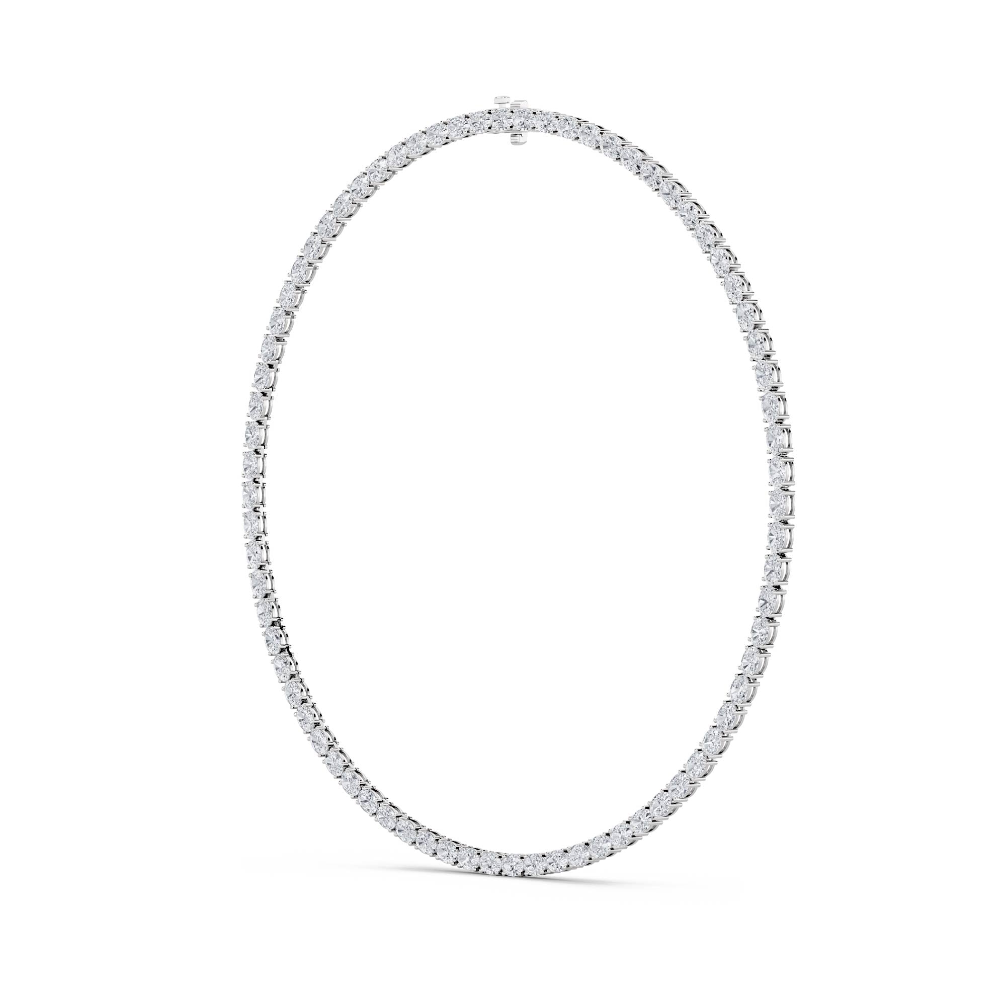 19Cttw Oval Shaped Lab Grown Diamond Tennis Necklace in 14K Gold (F/VS)