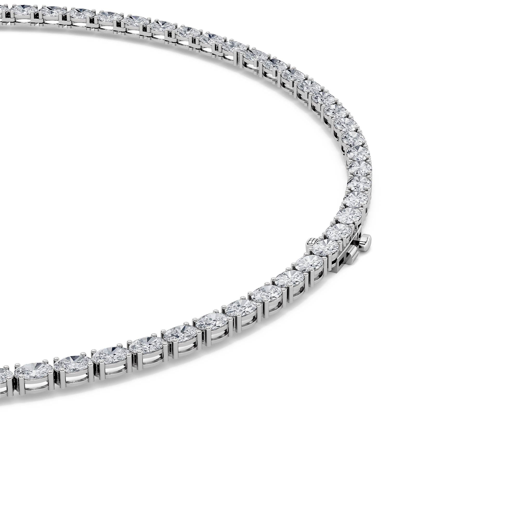 19Cttw Oval Shaped Lab Grown Diamond Tennis Necklace in 14K Gold (F/VS)
