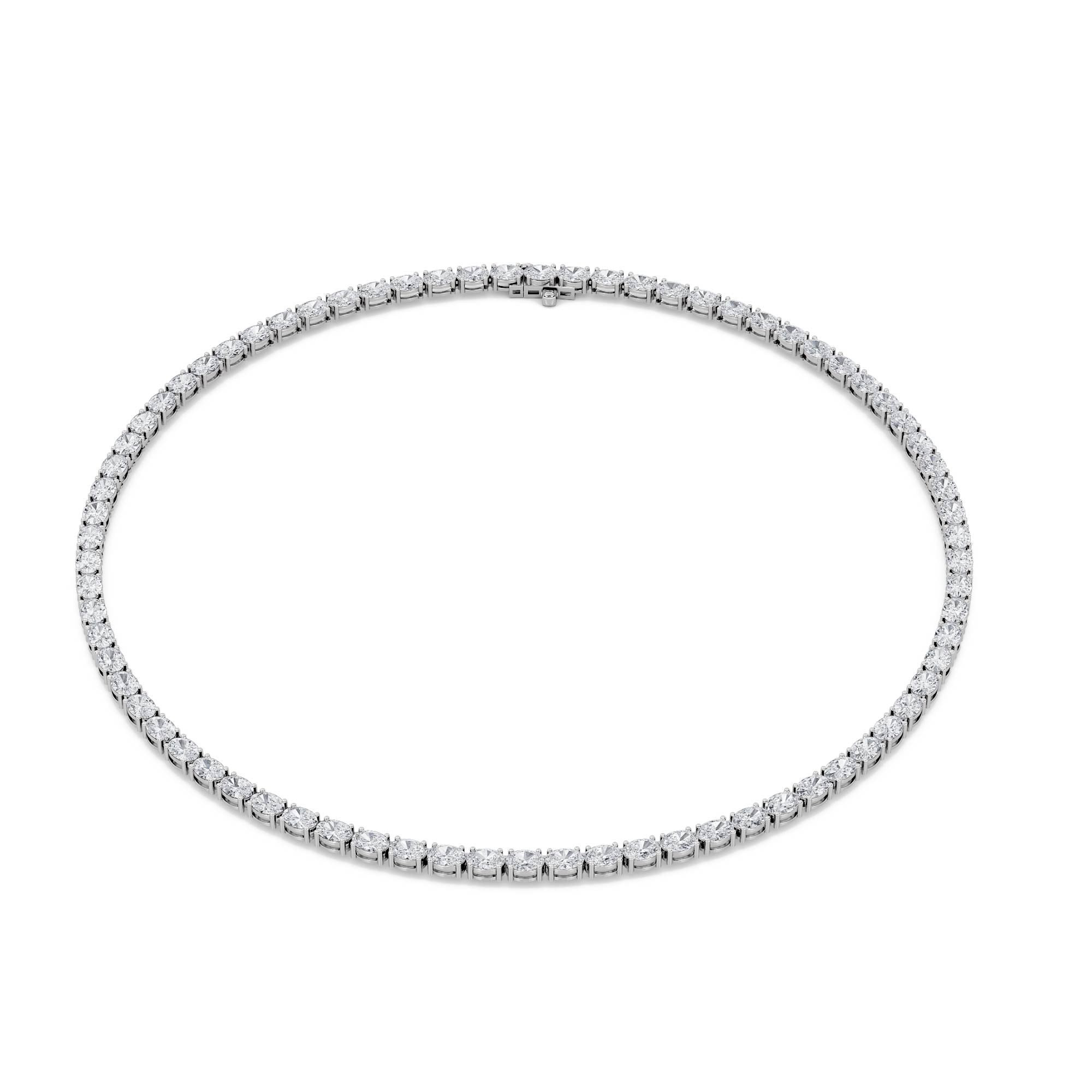 19Cttw Oval Shaped Lab Grown Diamond Tennis Necklace in 14K Gold (F/VS)