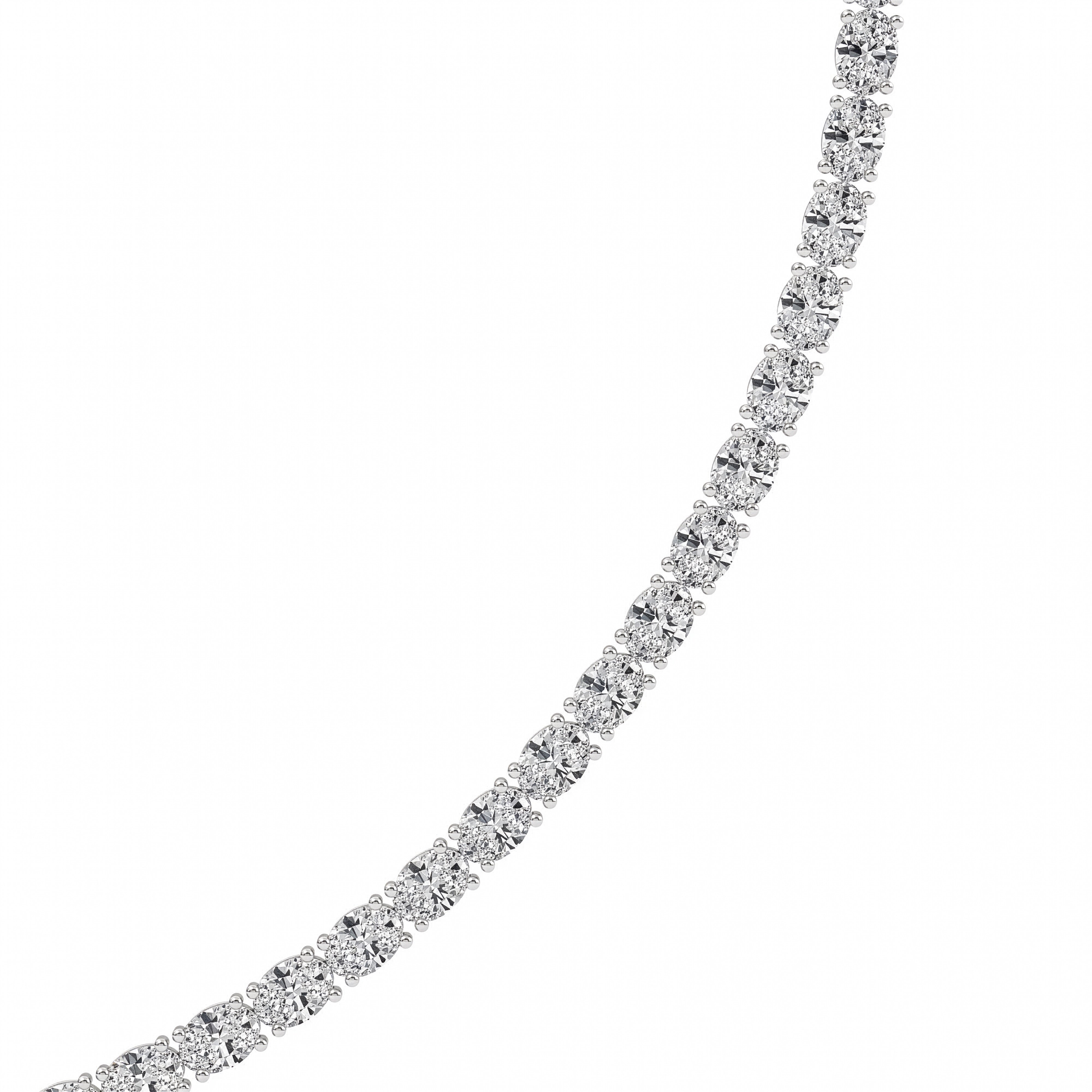 19Cttw Oval Shaped Lab Grown Diamond Tennis Necklace in 14K Gold (F/VS)
