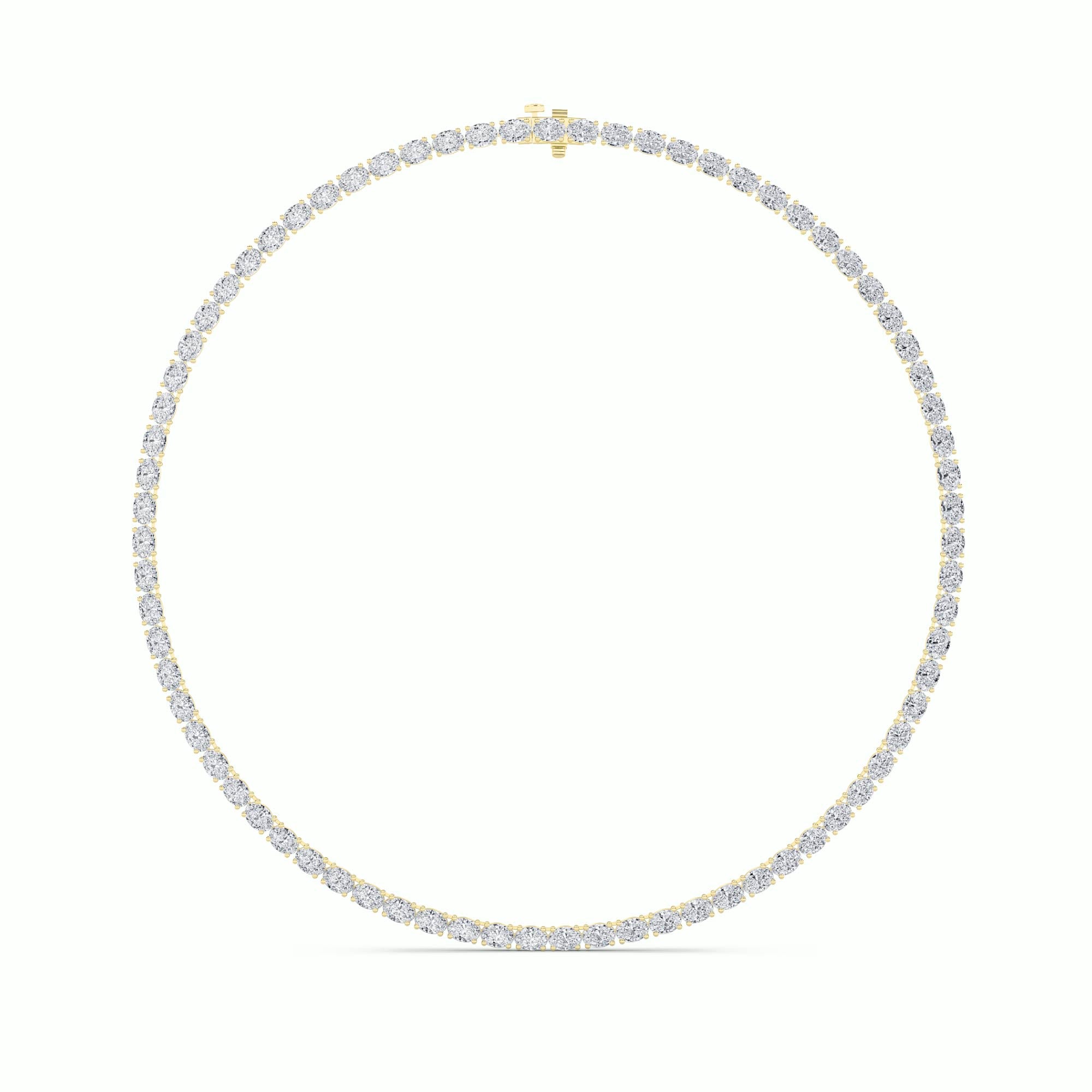 19Cttw Oval Shaped Lab Grown Diamond Tennis Necklace in 14K Gold (F/VS)