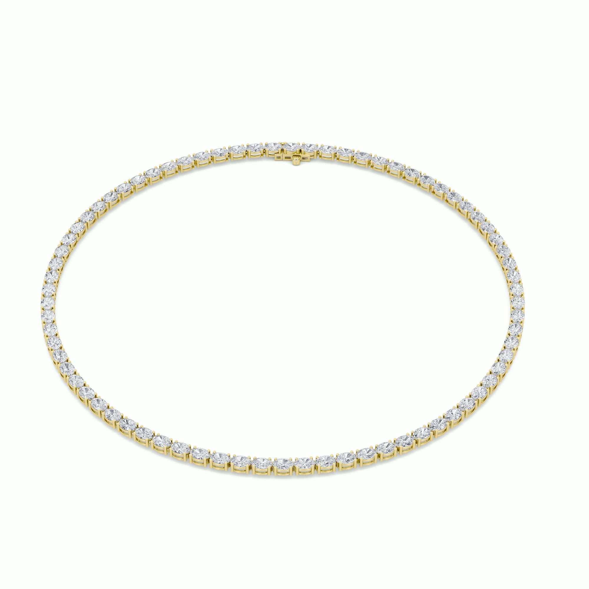 19Cttw Oval Shaped Lab Grown Diamond Tennis Necklace in 14K Gold (F/VS)